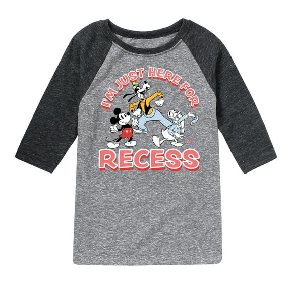 Disney - I'm Just Here For Recess - Toddler & Youth Raglan Graphic T-Shirt