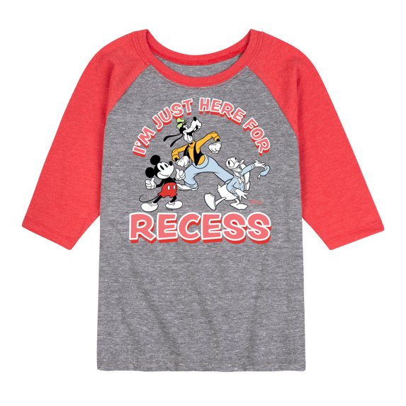 Disney - I'm Just Here For Recess - Toddler & Youth Raglan Graphic T-Shirt