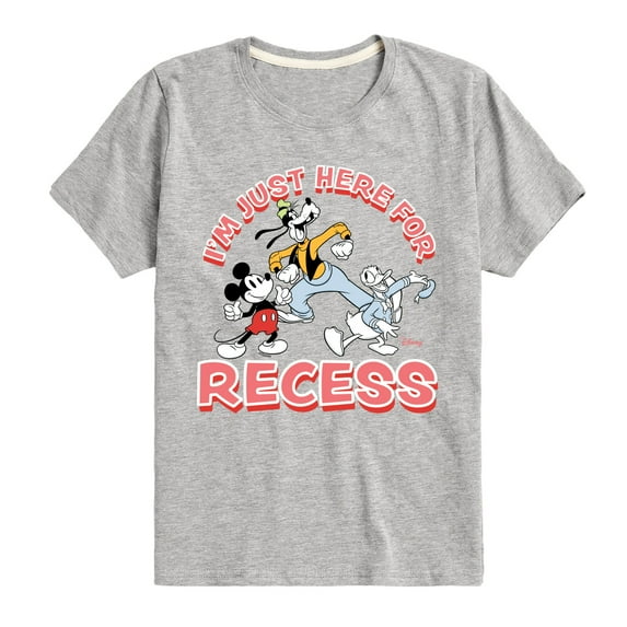 Disney - I'm Just Here For Recess - Toddler & Youth Short Sleeve Graphic T-Shirt