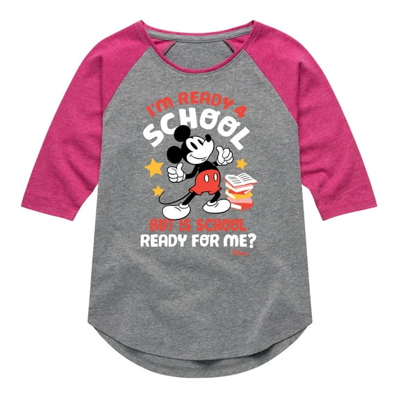 Disney - I'm Ready For School - Toddler & Youth Girls Raglan Graphic T-Shirt