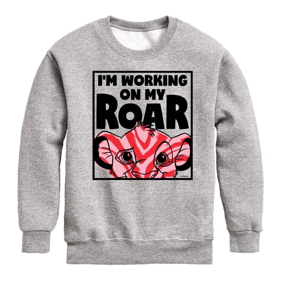 Disney - I'm Working on my Roar Boys' Graphic Long Sleeve Fleece Sweatshirt