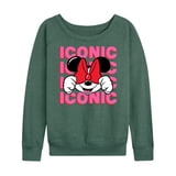 Disney - Iconic Minnie Women's Lightweight French Terry Wide Neck Long ...