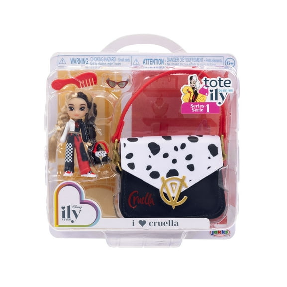 Disney Ily Tote-ILY-Teenies 2.25 inch Tall Cruella Inspired Doll with Matching Purse For Child Ages 6+