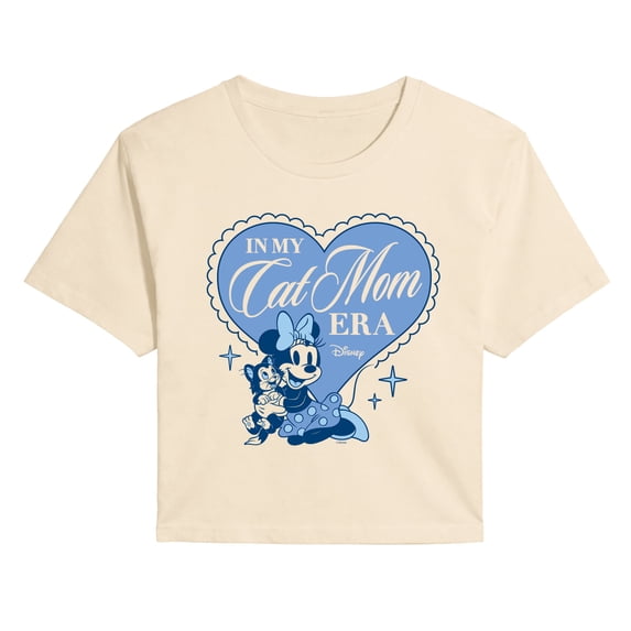 Disney - In My Cat Mom Era Minnie - Juniors Cropped Graphic T-Shirt
