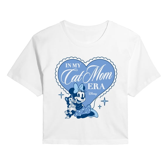 Disney - In My Cat Mom Era Minnie - Juniors Cropped Graphic T-Shirt