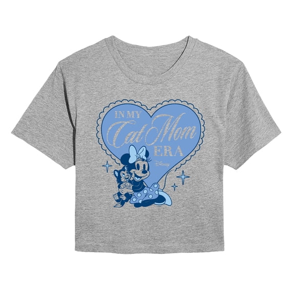 Disney - In My Cat Mom Era Minnie - Juniors Cropped Graphic T-Shirt