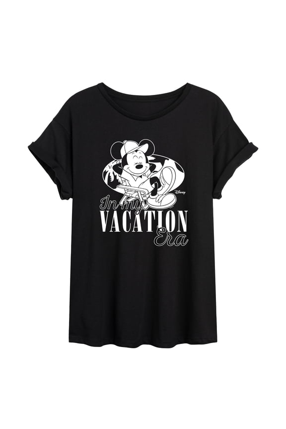 - In My Vacation Era - Juniors Oversized Graphic T-Shirt