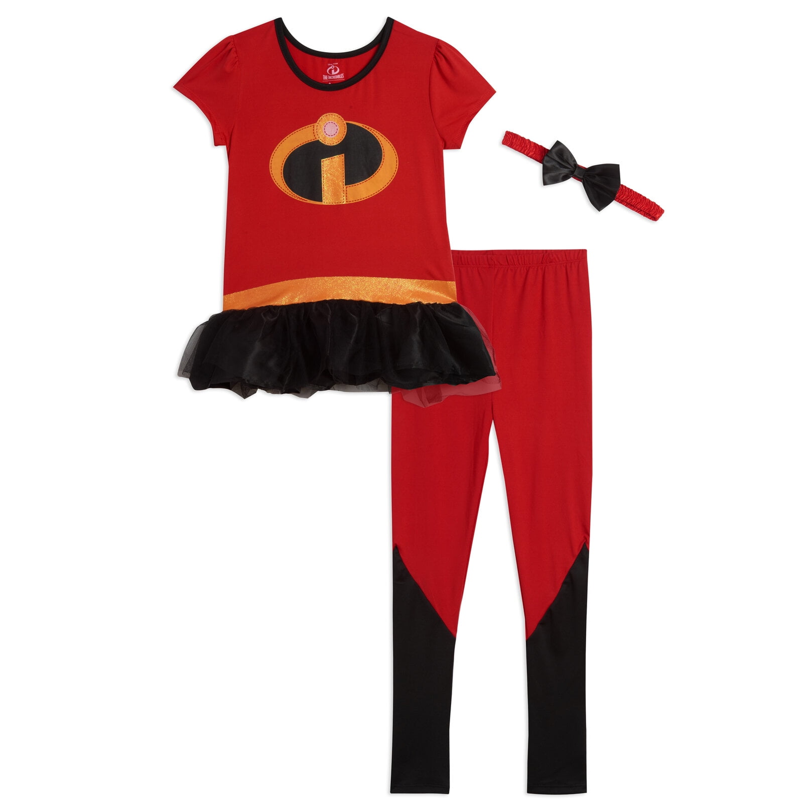 Disney Incredibles Infant Baby Girls Cosplay T-Shirt Dress Leggings and Headband 3 Piece Outfit Set Newborn to Big Kid