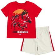 Disney Incredibles Little Boys' Athletic 2-Piece T-Shirt and Shorts Set Incredibles Red Grey