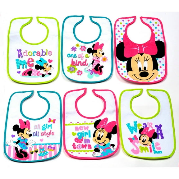 Disney Infant Bibs, Minnie Mouse, 6 count