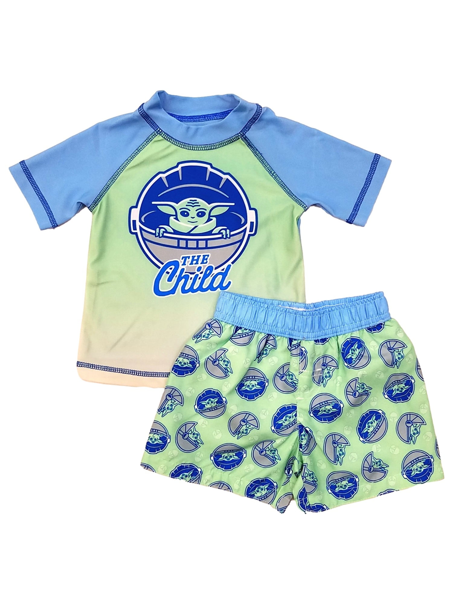 Disney Infant Boys Baby Yoda "The Child" Rash Guard & Swim Trunks Set