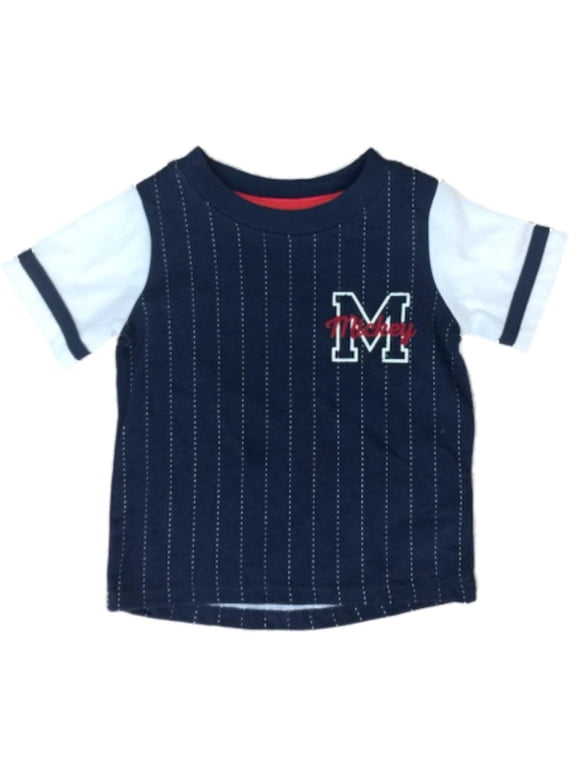 Infant Boys Blue & White Stripe Mickey Mouse T-Shirt Baby Shirt 0-3m