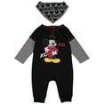 thumbnail image 1 of Disney Infant Boys Mickey Mouse Valentines Outfit Coverall & Bandana Bib Set 12m, 1 of 1