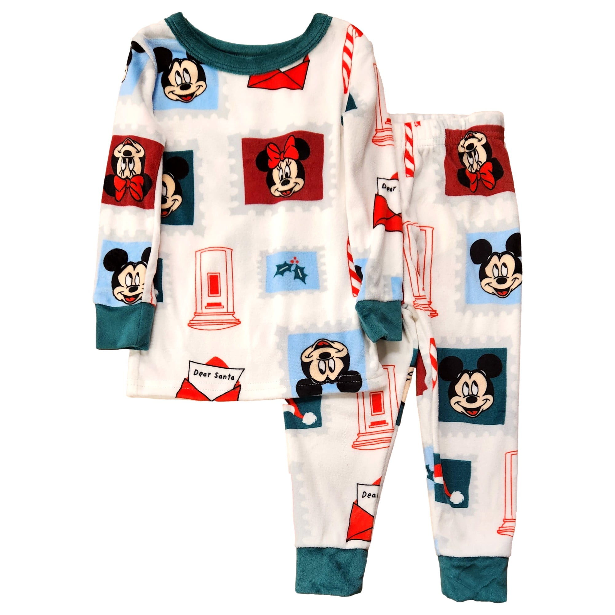 Disney Infant Boys Mickey Mouse Velour Christmas Pajama Sleep Set