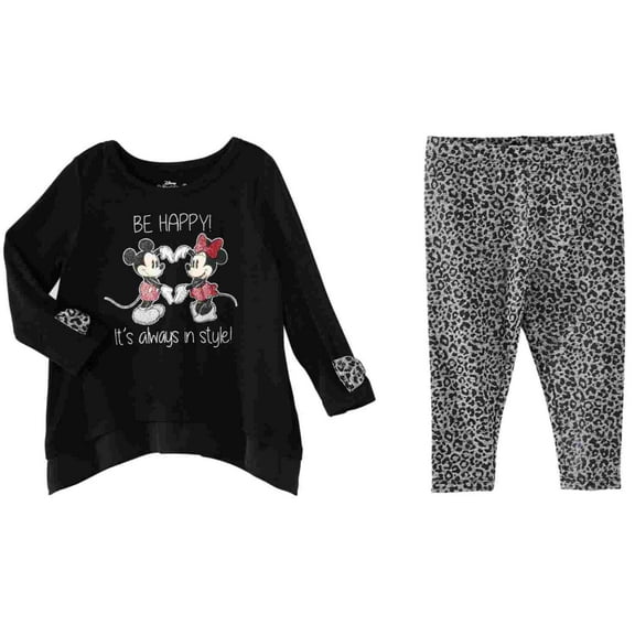 Disney Infant Girls Be Happy Mickey & Minnie Mouse Baby Outfit Shirt & Leggings