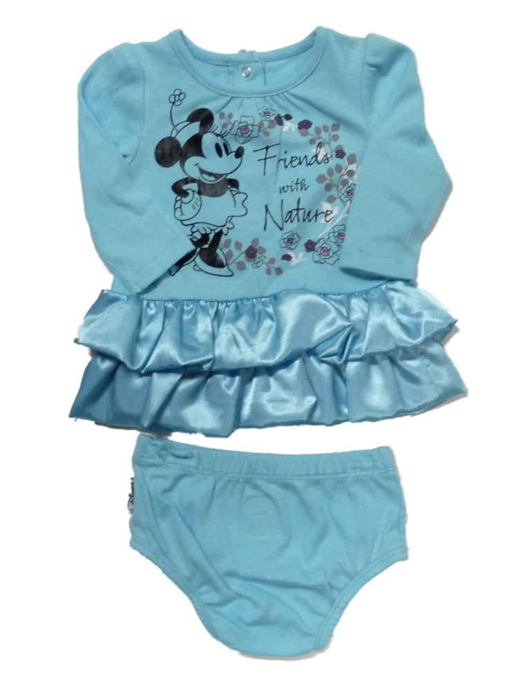 Minnie Mouse Printed  Terry Stuff Dress For Baby Girl In Aqua Color main image 0