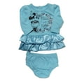 thumbnail image 1 of Disney Infant Girls Blue Minnie Mouse Satin Ruffle Dress Set 2 Piece 3-6m, 1 of 2
