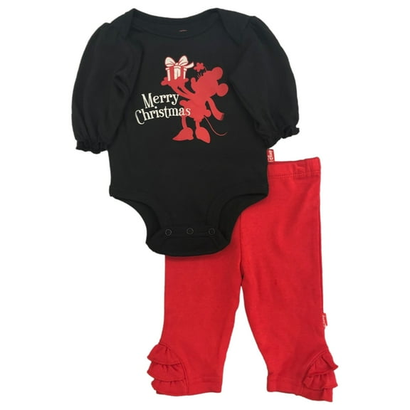 Disney Infant Girls Minnie Mouse Christmas Outfit Bodysuit & Pants Set Newborn