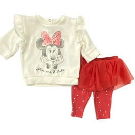 Disney Minnie Mouse Baby Girl Top, Jumper Dress Tights, 3-Piece