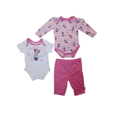 Disney Infant Girls Minnie Prettiest Bodysuit Creeper Pink Leggings Set 3-6m