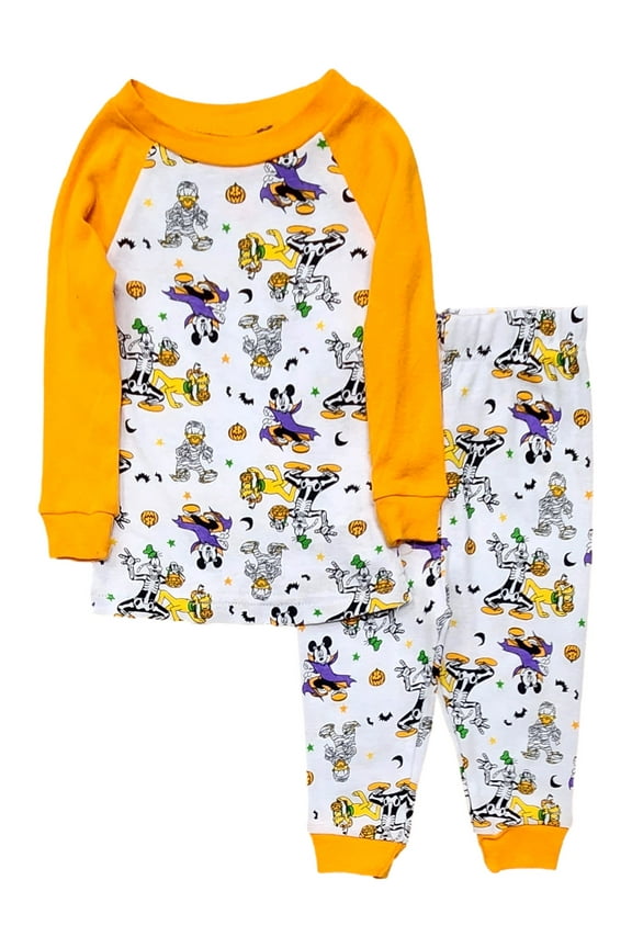Infant & Toddler Boy & Girl Orange Mickey Mouse Halloween Pajamas 12M