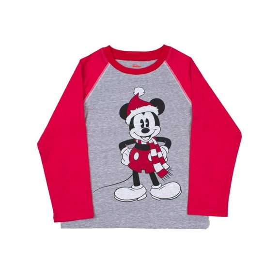 Disney Infant & Toddler Boys Gray & Red Mickey Mouse Christmas Holiday Shirt 12M