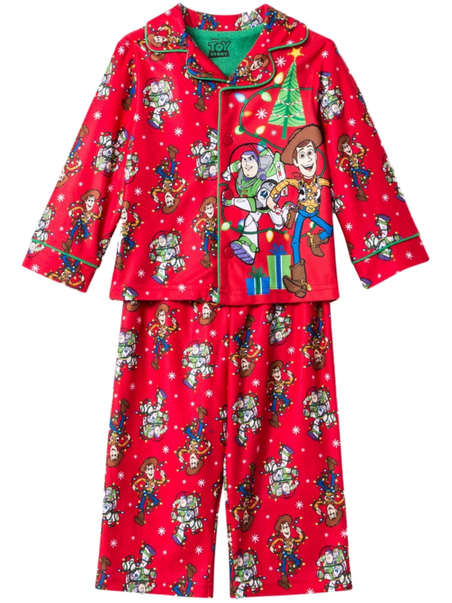 Disney Infant Toddler Boys Red Toy Story Woody Fleece Christmas Pajama Set 12m