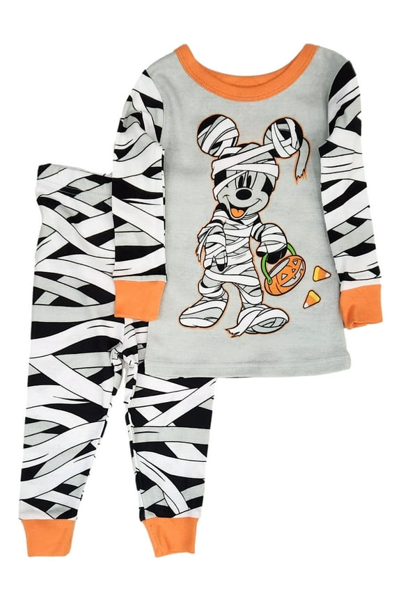 Infant & Toddler Boys White 2 Piece Mickey Mouse Halloween Pajamas 18m