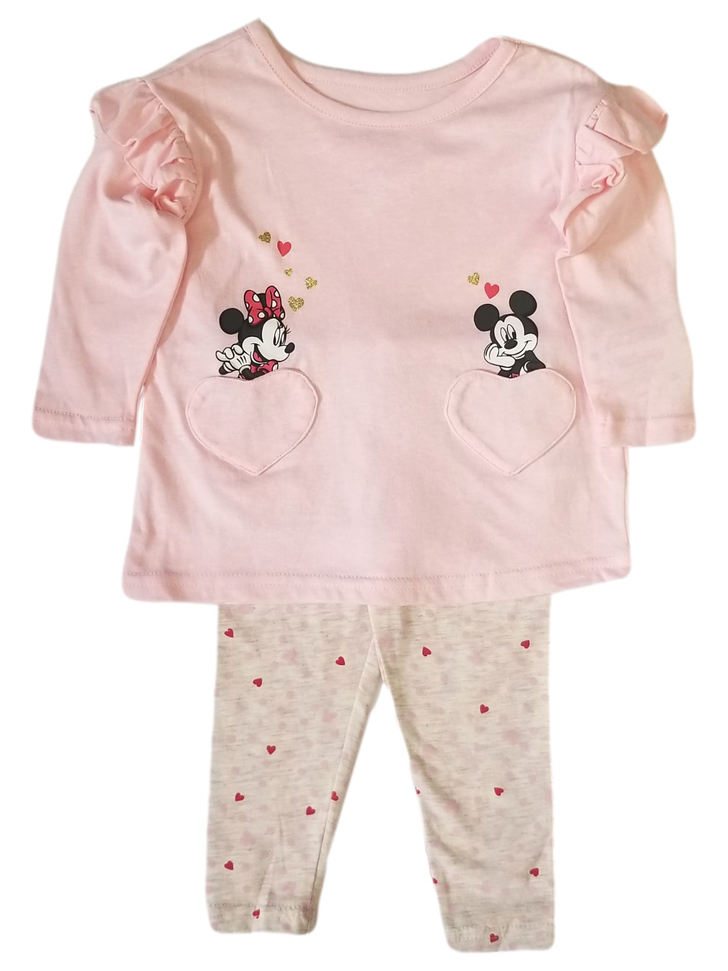 Disney Infant Toddler Girls Minnie Mickey Mouse Pink Top Leggings Outfit 4T