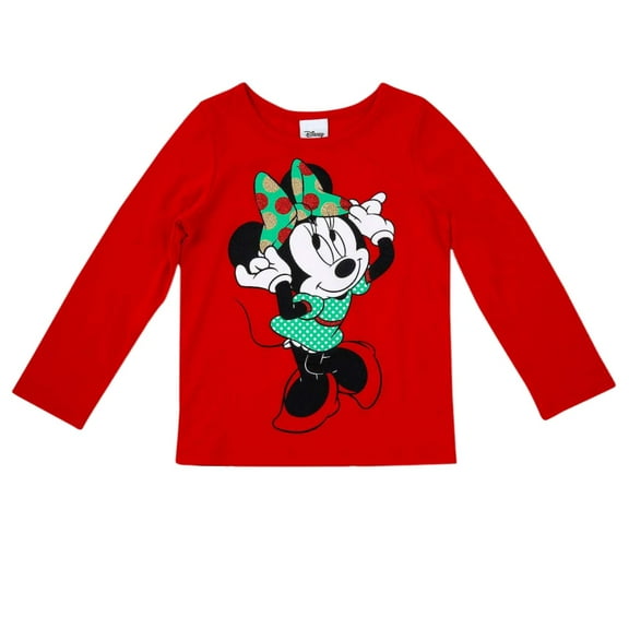 Disney Infant Toddler Girls Minnie Mouse Red Glitter T-Shirt Holiday Tee 12m