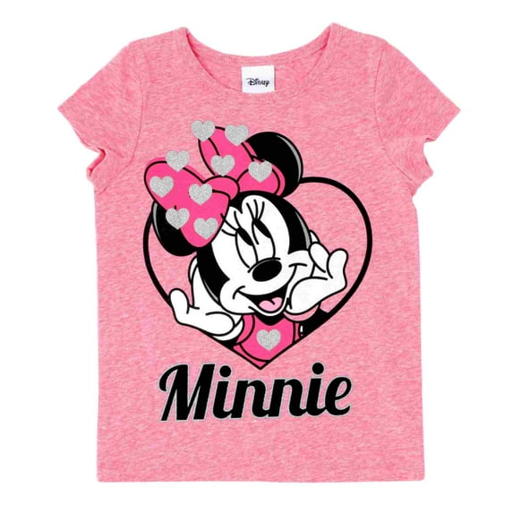 Disney Infant Toddler Girls Minnie Red Glitter Heart Valentine T-Shirt Tee 2T