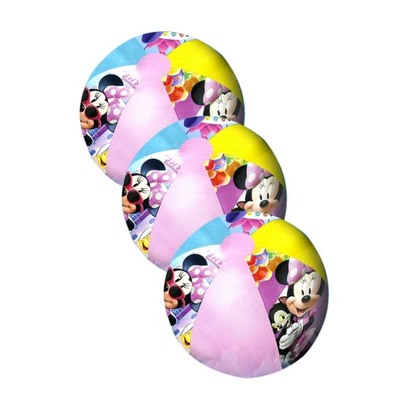 Disney Inflatable Children's Beach Toy Balls, PVC Multicolored/Minnie Mouse Printed, 3-Pack