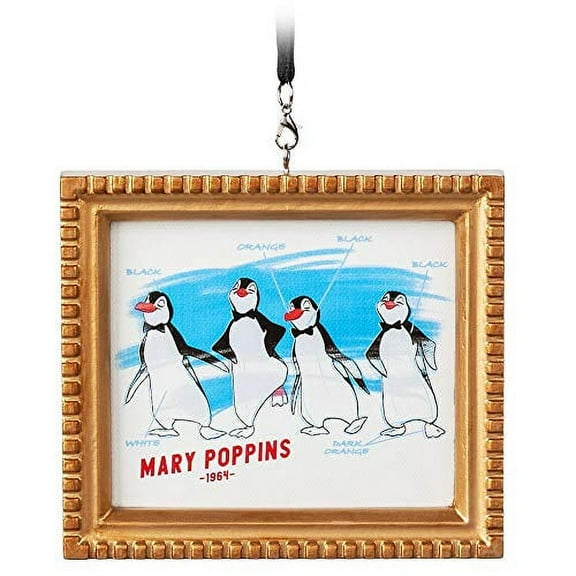 Disney Ink and Paint Mary Poppins Penguin Waiters Framed Canvas Ornament