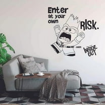 Disney Inside Out Character Anger's Quote Enter At Your Own Risk Anger's Silhouette Fear Inside Out Character QuoteVinyl Wall Decal Wall Art Bedroom Nursery Play Room Wall Decoration Size (30x30 inch)