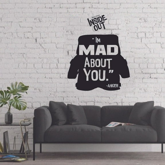 Disney Inside Out Character Anger's Quote - I'm Mad About You! Disney Movie Inside Out Character Anger Quote Vinyl Wall Decal Wall Art Bedroom Nursery Play Room Wall Decoration Size (40x40 inch)