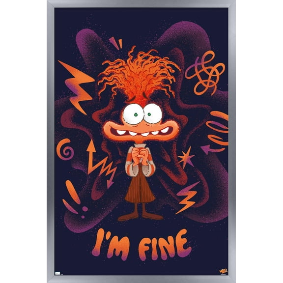 Disney Inside Out 2 - Anxiety I'm Fine Wall Poster, 14.725" x 22.375" Framed