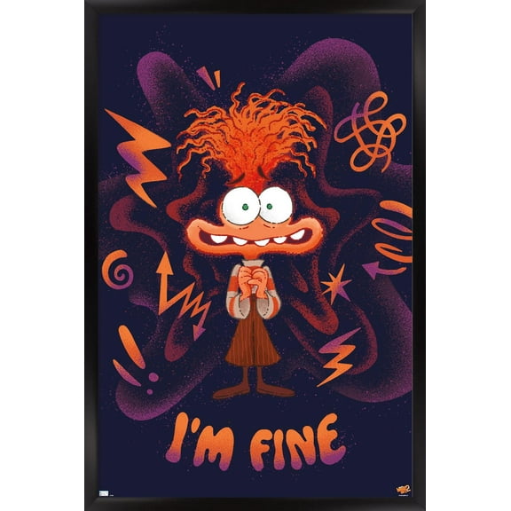 Disney Inside Out 2 - Anxiety I'm Fine Wall Poster, 22.375" x 34" Framed