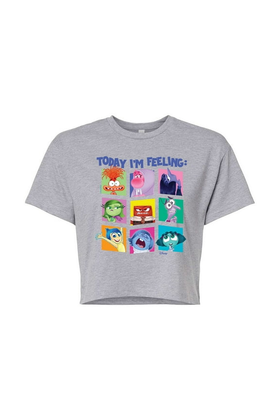 - Inside Out 2 - Today I'm Feeling Inside Out Grid - Junior's Cropped Tee