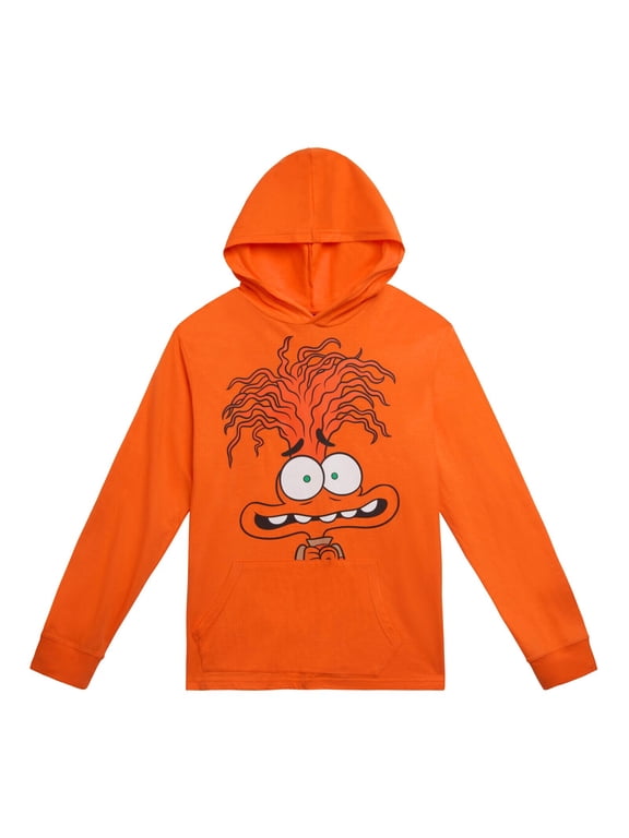 Inside Out Men's Jersey Hooded Long Sleeve Tee Anxiety Orange