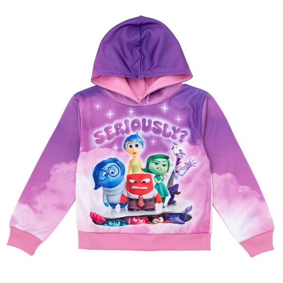 Disney Inside Out Big Girls' Fleece Hooded Sweatshirt Magenta
