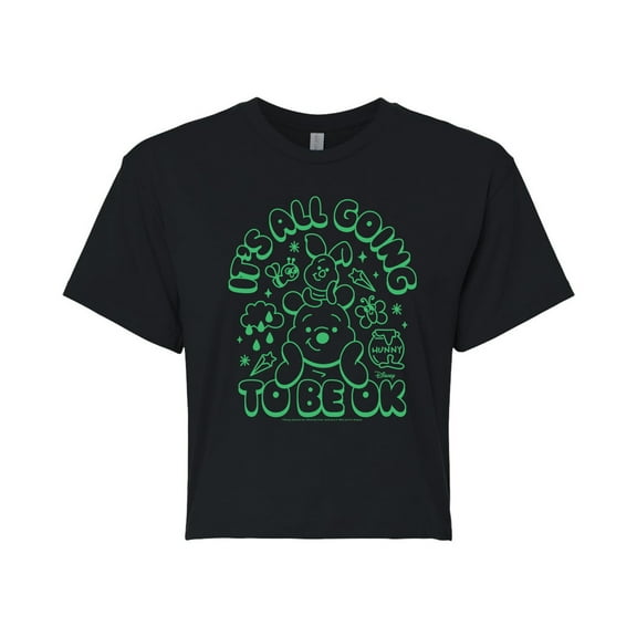 Disney - It's All Going To Be Ok - Juniors Cropped Cotton Blend T-Shirt