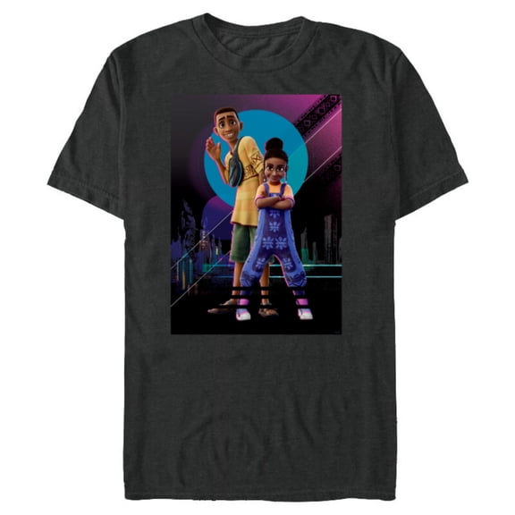 Disney Iwájú Animated Series Tola and Kole Cityscape Disney+- Short Sleeve Blended T-Shirt for Adults - Customized-Dark Heather