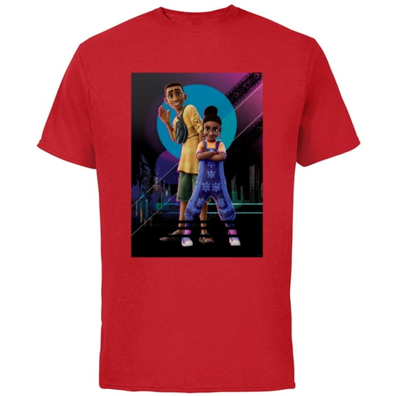 Disney Iwájú Animated Series Tola and Kole Cityscape Disney - Short Sleeve Cotton T-Shirt for Adults - Customized-Red