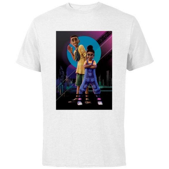 Disney Iwájú Animated Series Tola and Kole Cityscape Disney - Short Sleeve Cotton T-Shirt for Adults - Customized-White