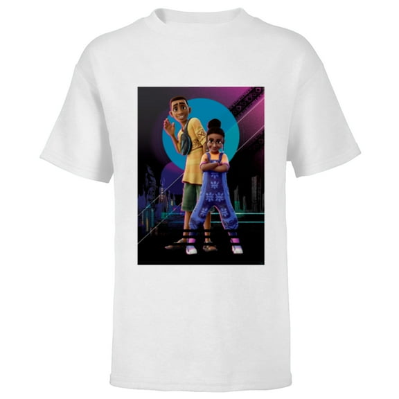 Disney Iwájú Animated Series Tola and Kole Cityscape Disney - Short Sleeve T-Shirt for Kids - Customized-White