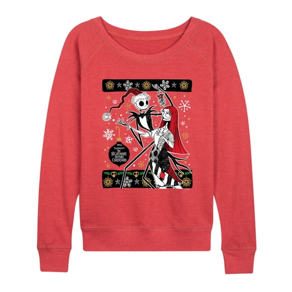 Disney - Jack And Sally Ornaments - Women's French Terry Long Sleeve Pullover