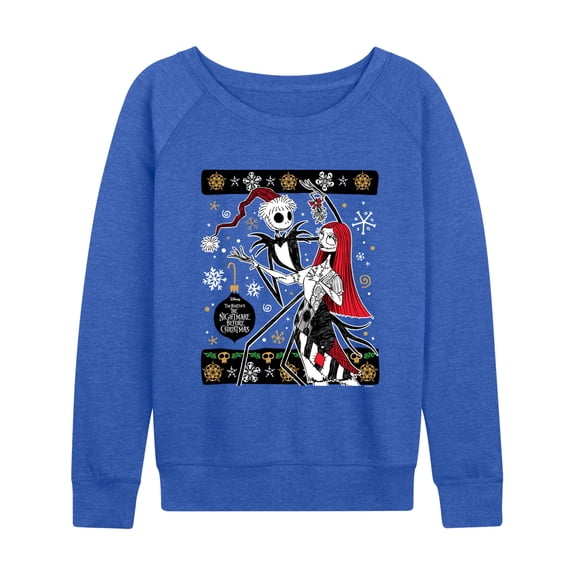 Disney - Jack And Sally Ornaments - Women's French Terry Long Sleeve Pullover