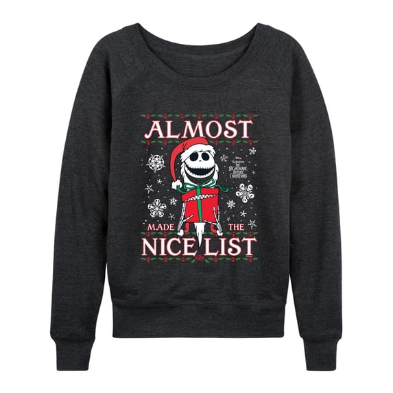 Disney - Jack Nice List - Women's French Terry Long Sleeve Pullover