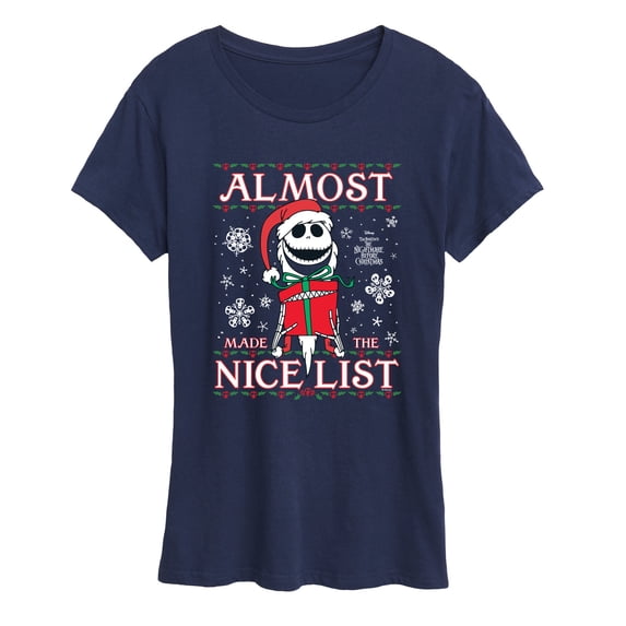 Disney - Jack Nice List Women's Short Sleeve Graphic T-Shirt