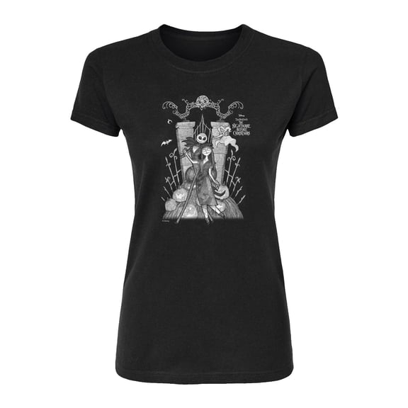 Disney - Jack Sally Love - Juniors Fitted Short Sleeve Graphic T-Shirt